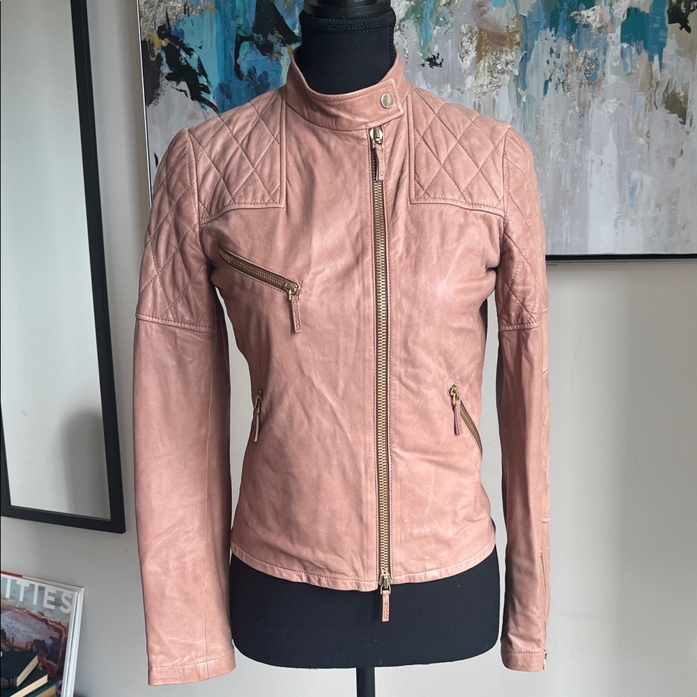Rare Gucci Blush Pink Leather Jacket. Size 38 / XS